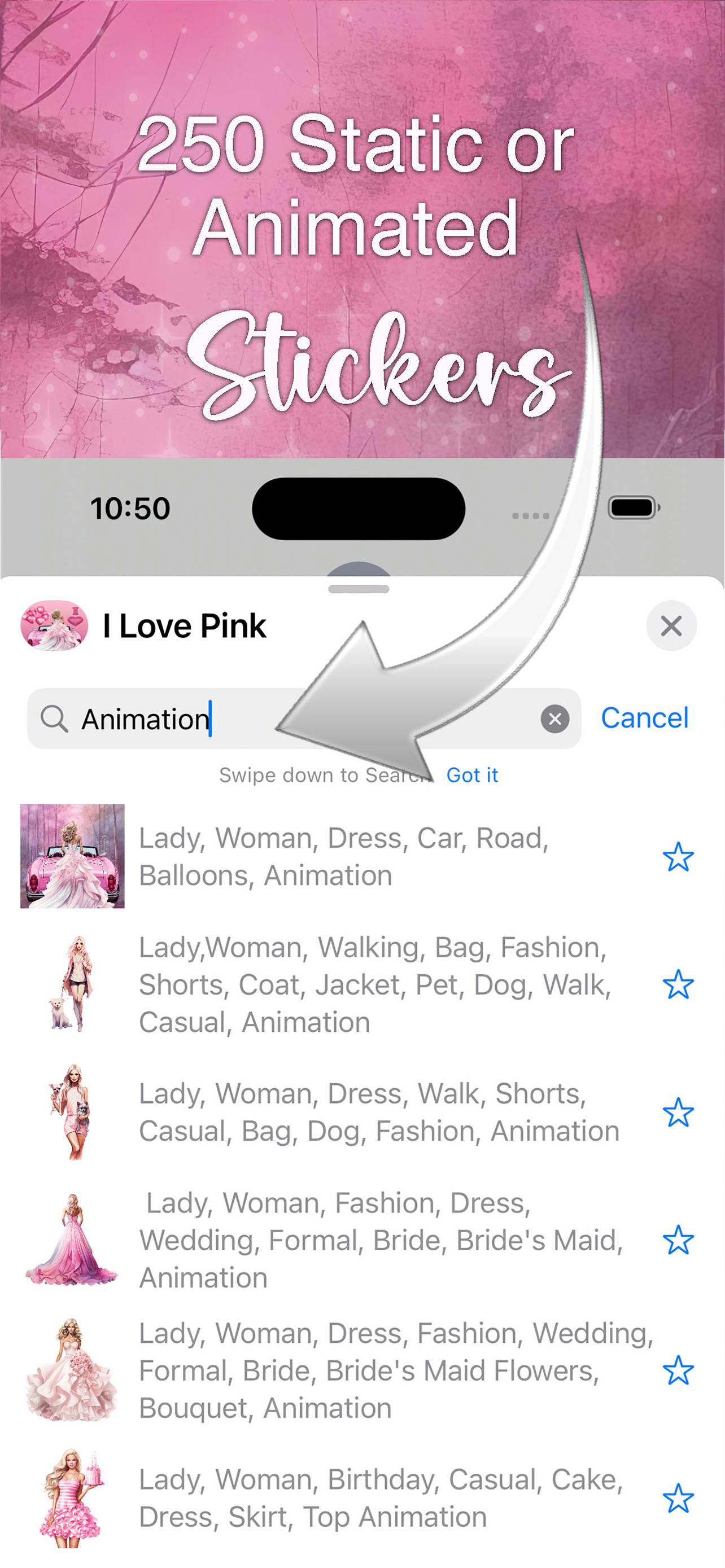 More Than Charms I Love Pink: iMessage Sticker Pack
