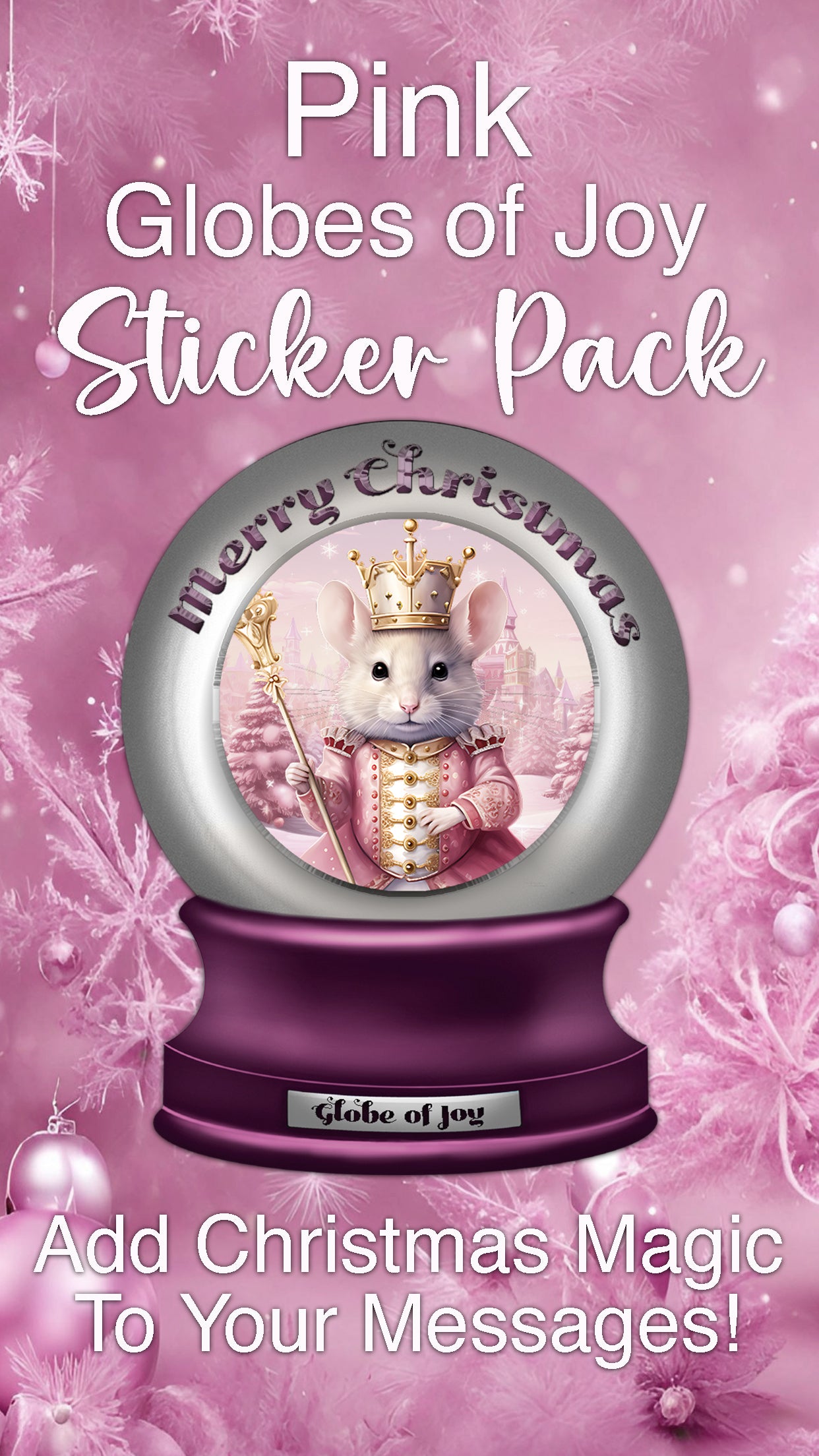 Pink Globe of Joy- Send iMessage Christmas Wishes - More Than Charms