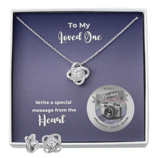 Love Knot Pendant and Earring Set- Personalized Message Card  - More Than Charms