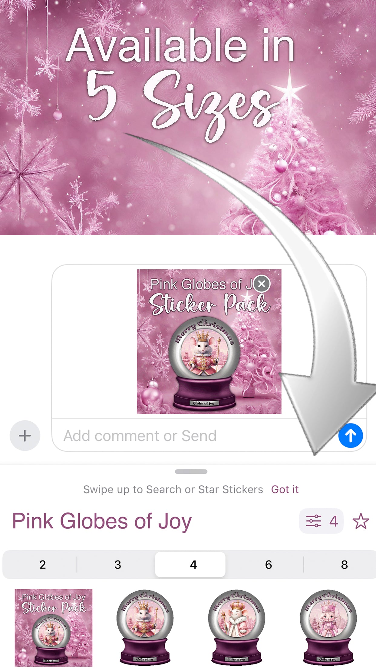 Pink Globe of Joy- Send iMessage Christmas Wishes