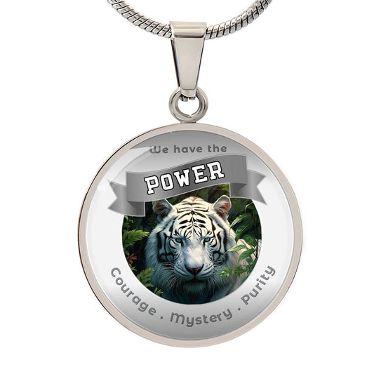White Tiger  - Power Animal Affirmation Pendant -  Courage Mystery Purity - More Than Charms