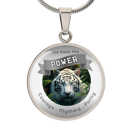 White Tiger  - Power Animal Affirmation Necklace -  Courage Mystery Purity - More Than Charms