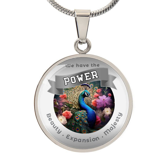 Peacock  - Power Animal Affirmation Pendant - Beauty Expansion Majesty - More Than Charms