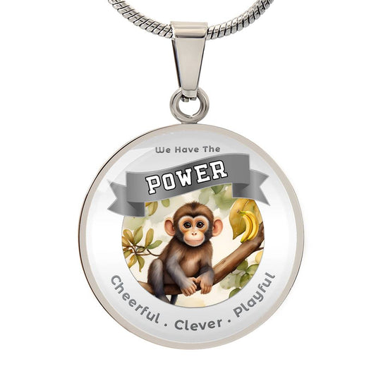 Monkey  - Power Animal Affirmation Necklace -  Cheerful Clever Playful- More Than Charms