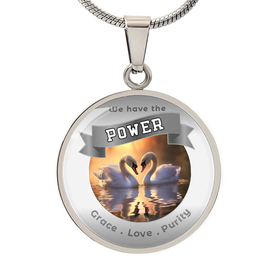 Swan  - Power Animal Affirmation Pendant -  Grace Love Purity - More Than Charms