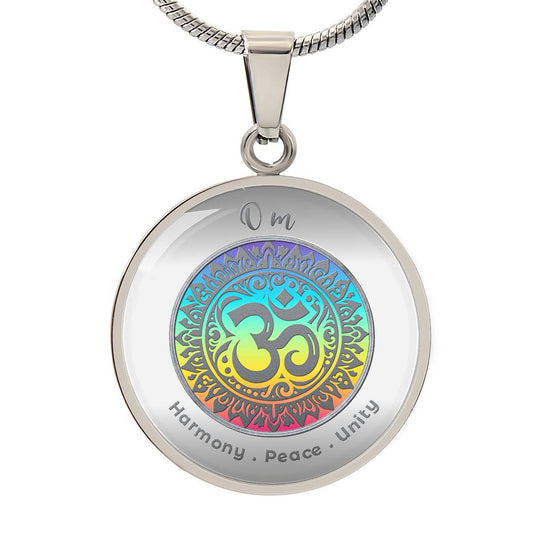 Om  - Harmony  Peace  Unity - Affirmation Necklace - More Than Charms