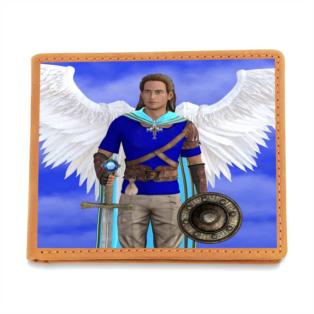 More Than Charms Archangel Michael Graphic Leather Wallet
