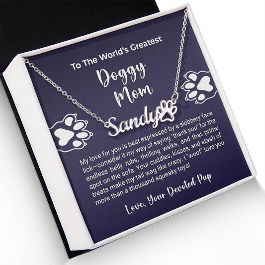 World's Greatest Doggy Mom - More Than Charms - Name Paw Necklace