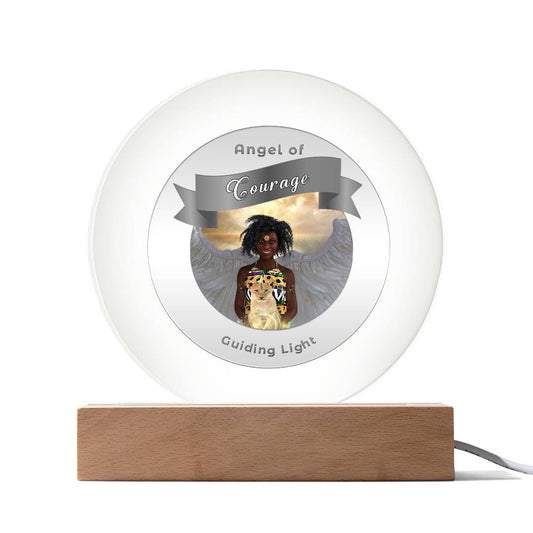 USB Circle Acrylic LED Light - More Than Charms -Guardian Angel - Courage