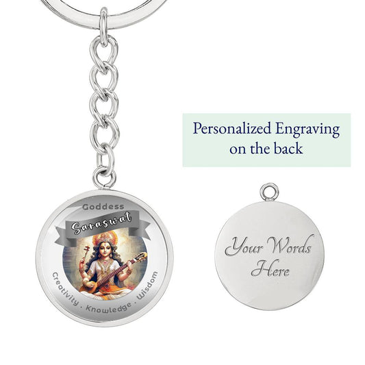 Saraswati - Affirmation Keychain For Creativity Knowledge Wisdom- More Than Charms