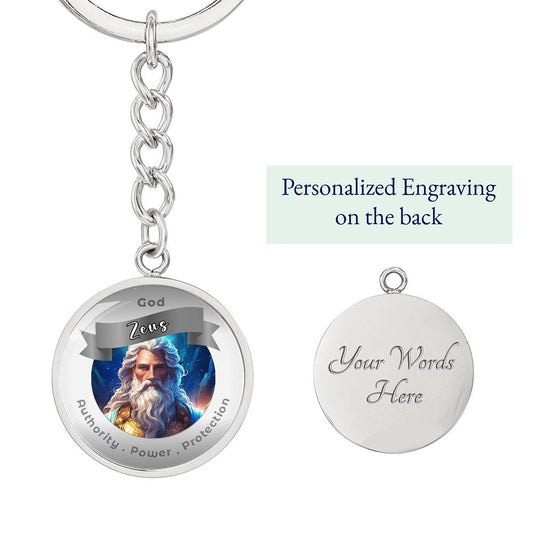 Zeus - Affirmation Keychain For Authority Power Protection - More Than Charms