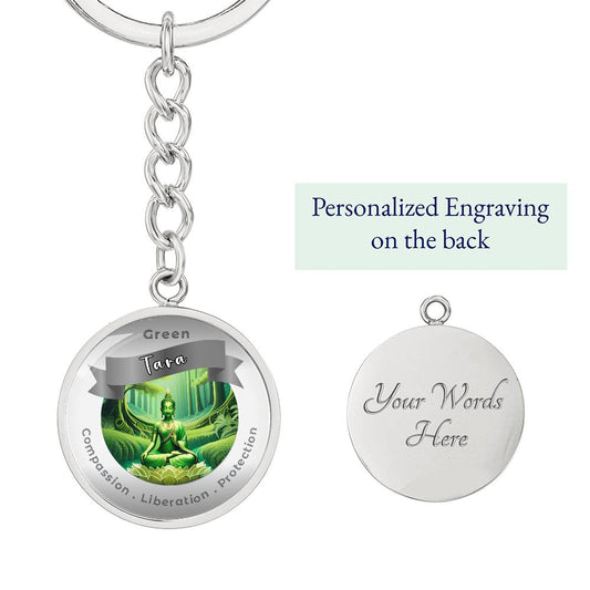 Green Tara  - Affirmation Keychain  Compassion Liberation Protection- More Than Charms