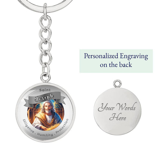 Saint Joseph  - Affirmation Keychain For Diligence Humility Protection- More Than Charms