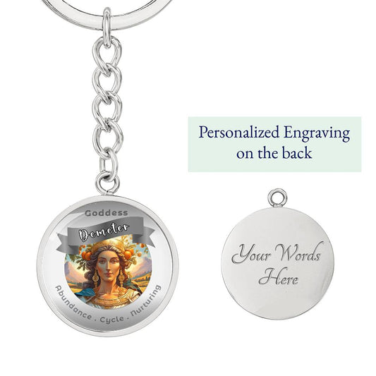 Goddess Demeter  - Affirmation Keychain For Creativity Healing Inspiration For Abundance Cycle Nurturing- More Than Charms