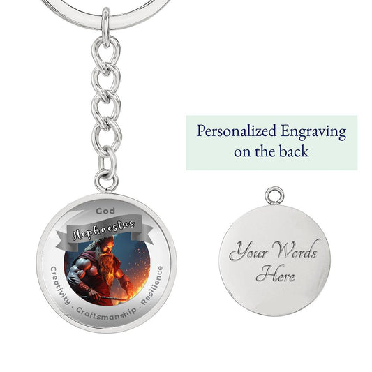 God Hephaestus - Affirmation Keychain For Creativity Craftsmanship Resilience - More Than Charms