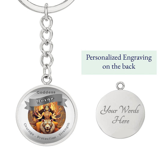 Goddess Durga - Affirmation Keychain For Courage Protection Strength- More Than Charms