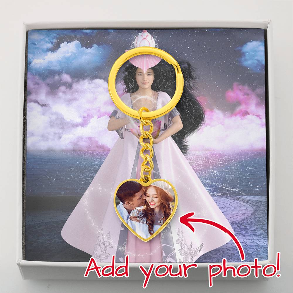 More Than Charms Kuan Yin Heart Keychain- Upload Your Own Photo