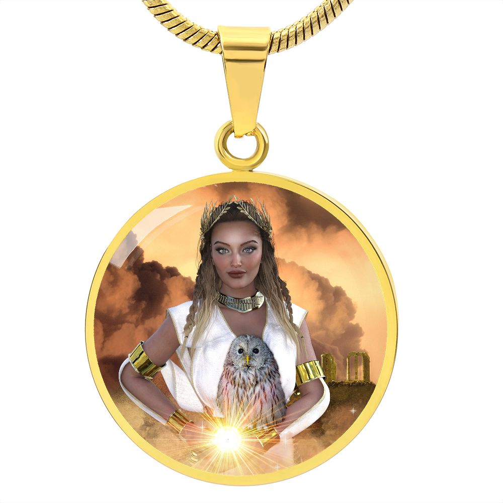 Goddess Athena Circle Pendant