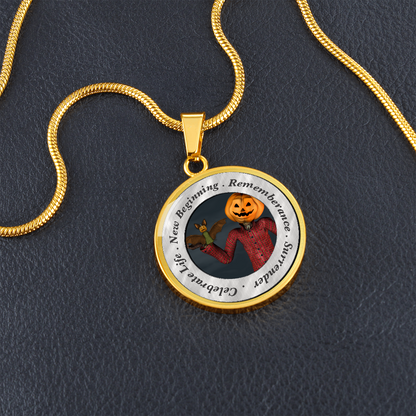 Pumpkin Jack Halloween Spirit Animal Luxury Circle Pendant