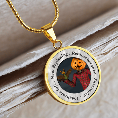 Pumpkin Jack Halloween Spirit Animal Luxury Circle Pendant