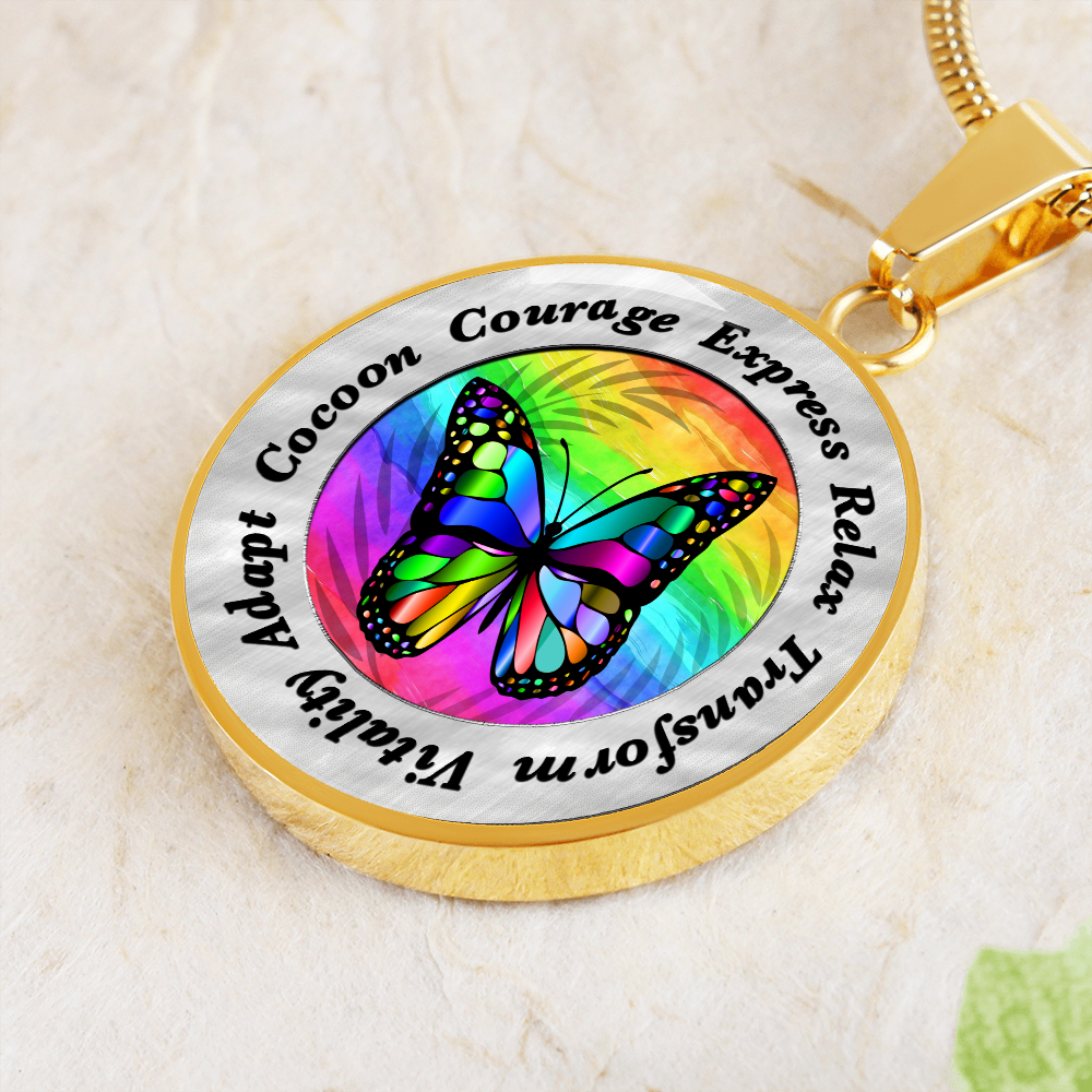 More Than Charms Butterfly Spirit Animal Luxury Circle Pendant