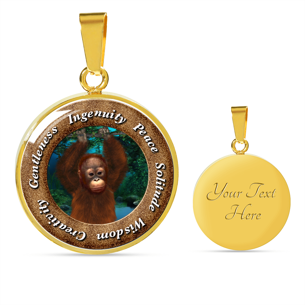 Orangutan Spirit Animal Luxury Circle Pendant