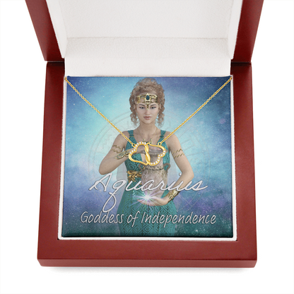 Aquarius - Goddess Ever Lasting Love Gold And Diamond Pendant