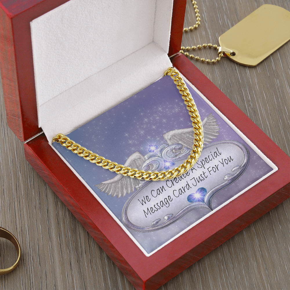 Cuban Link Chain Necklace with Customized Message Card