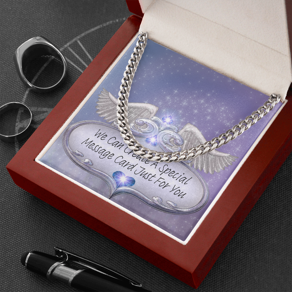 More Than Charms Cuban Link Chain Necklace with Customized Message Card
