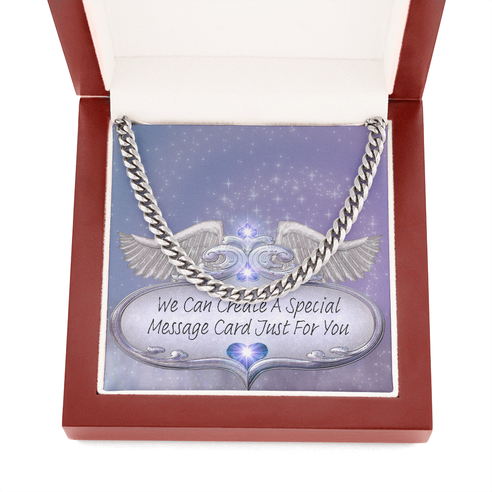 More Than Charms Cuban Link Chain Necklace with Customized Message Card