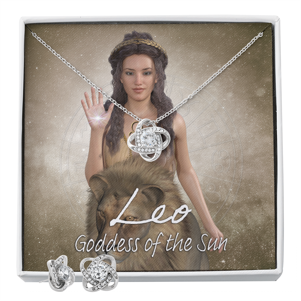 More Than Charms Goddess Leo Love Knot Earring and Necklace Set