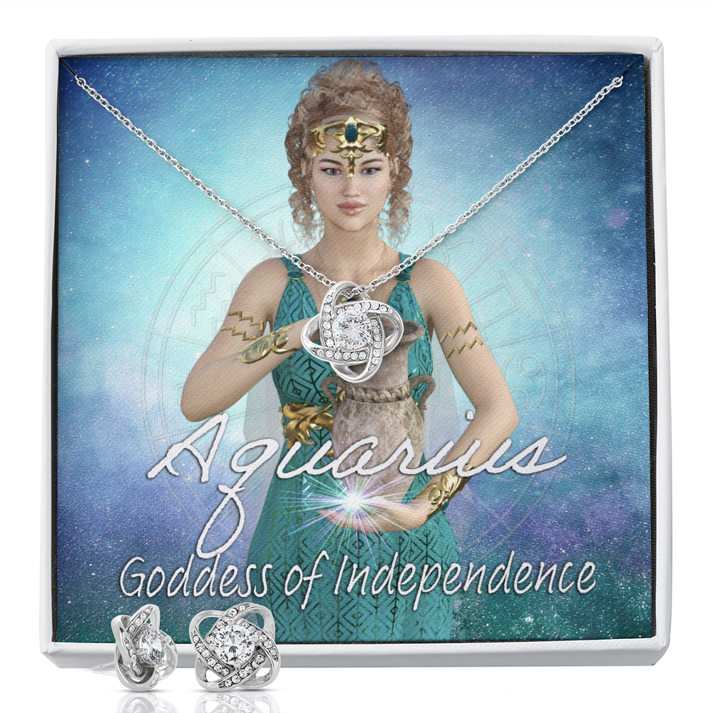 More Than Charms Goddess Aquarius Love Not Earring & Necklace Set