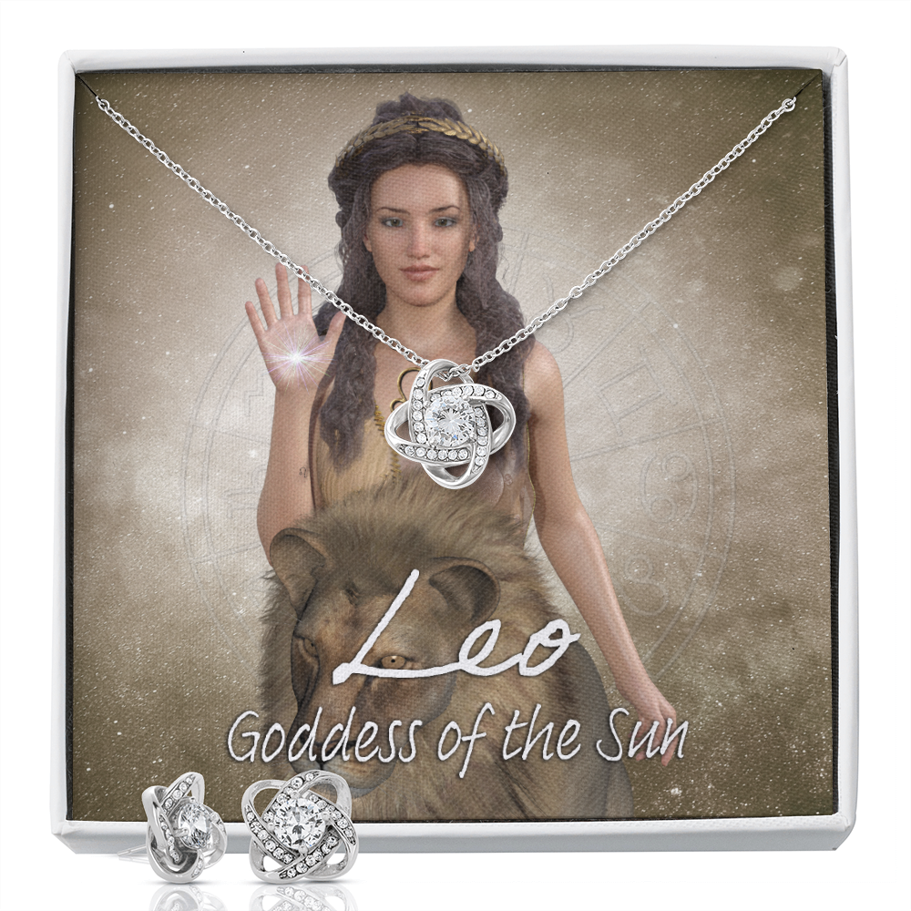 More Than Charms Goddess Leo Love Knot Earring and Necklace Set