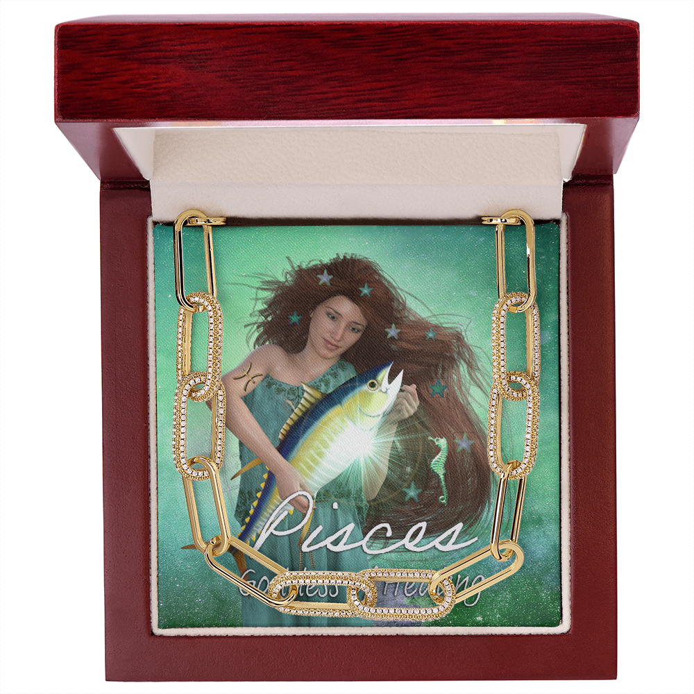 Pisces Goddess Forever Linked Necklace (White Gold)