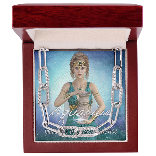 Aquarius Goddess Forever Linked Necklace (White Gold)