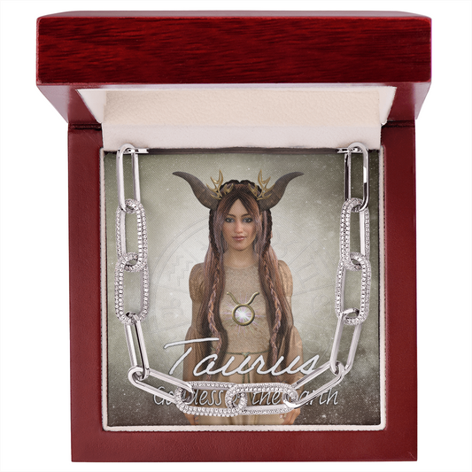 Taurus Goddess Forever Linked Necklace (White Gold)