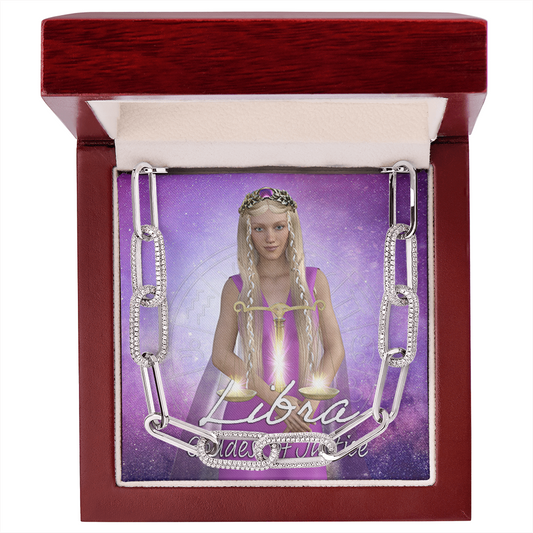 Libra Goddess Forever Linked Necklace (White Gold)