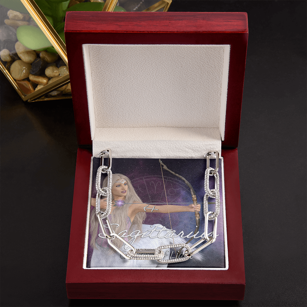 More Than Charms Sagittarius Goddess Forever Linked Necklace (White Gold)