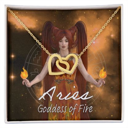 Aries Goddess Interlocking Hearts Necklace