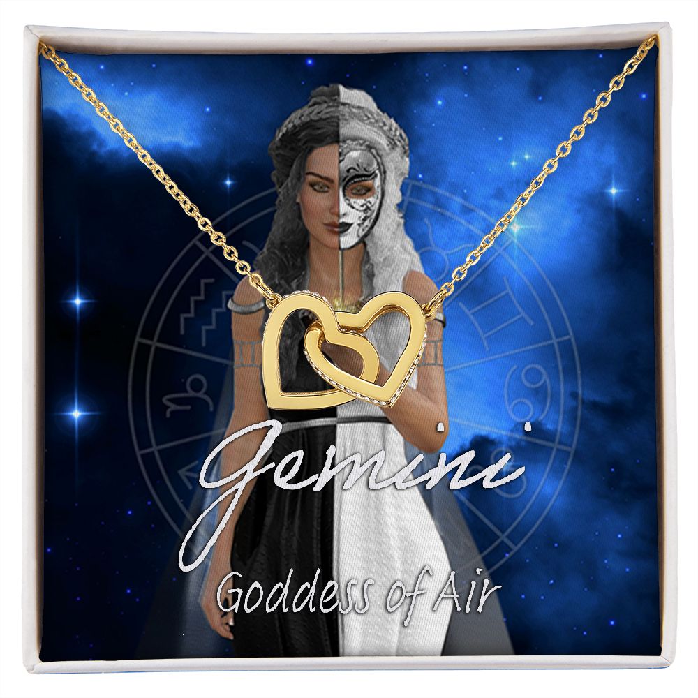 More Than Charms Gemini Goddess Interlocking Hearts Necklace