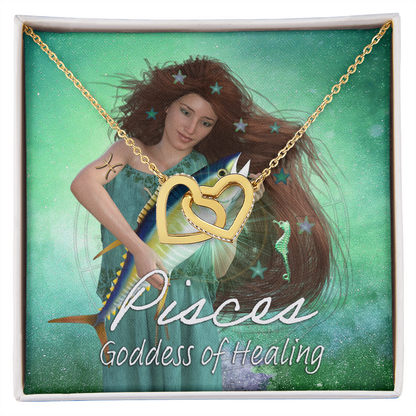 Pisces Goddess Interlocking Hearts Necklace