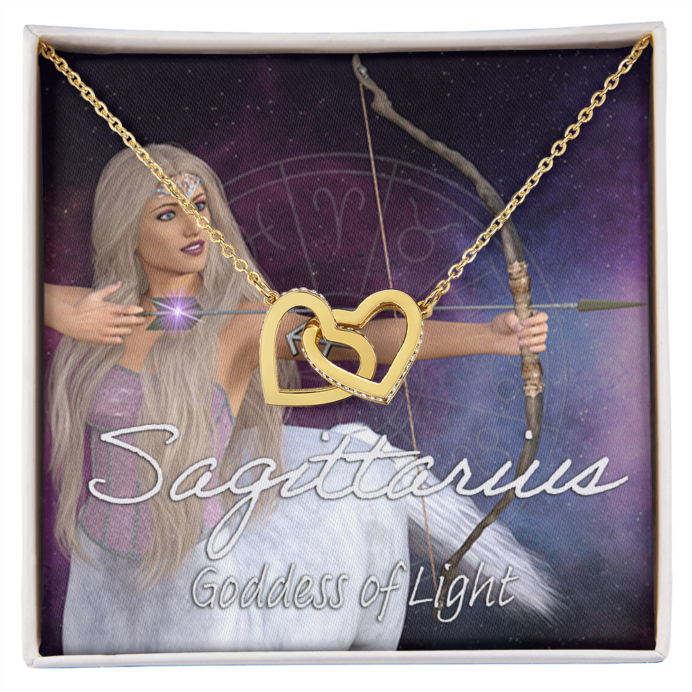 More Than Charms Sagittarius Goddess Interlocking Hearts Necklace