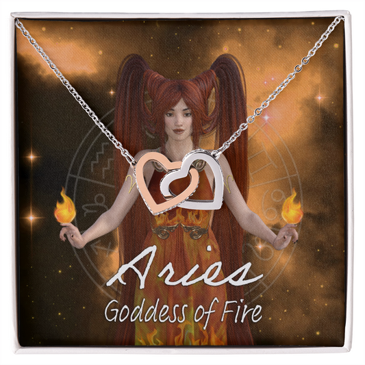 Aries Goddess Interlocking Hearts Necklace
