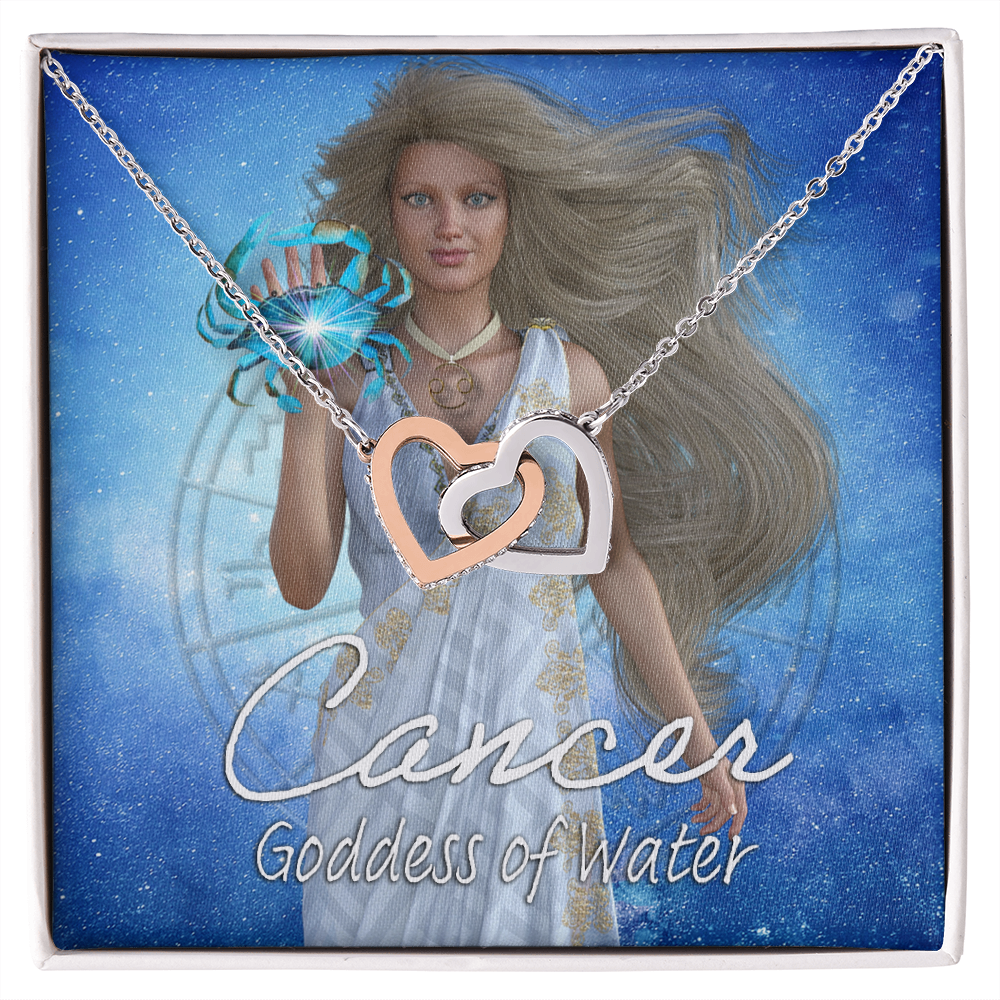 More Than Charms Cancer Goddess Interlocking Hearts Necklace