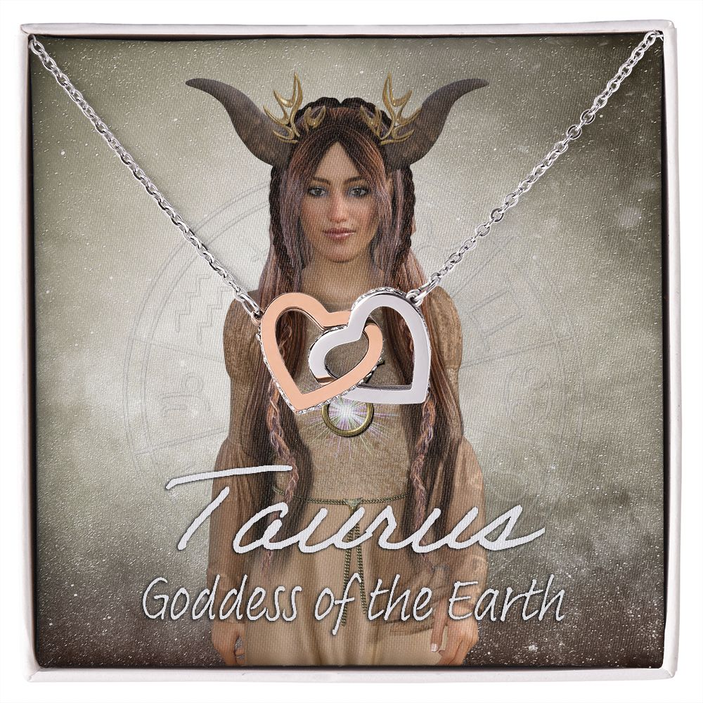 More Than Charms Taurus Goddess Interlocking Hearts Necklace
