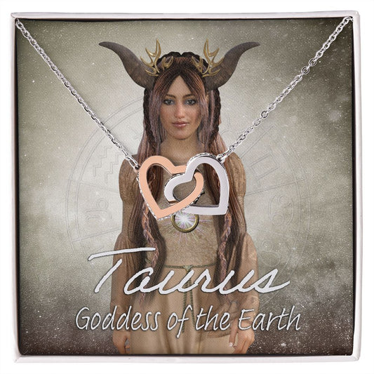 Taurus Goddess Interlocking Hearts Necklace