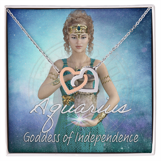 More Than Charms Aquarius Goddess Interlocking Hearts Necklace