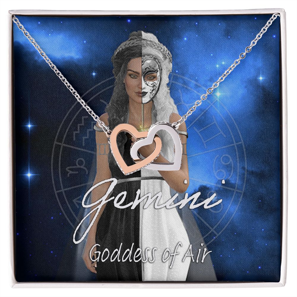 More Than Charms Gemini Goddess Interlocking Hearts Necklace