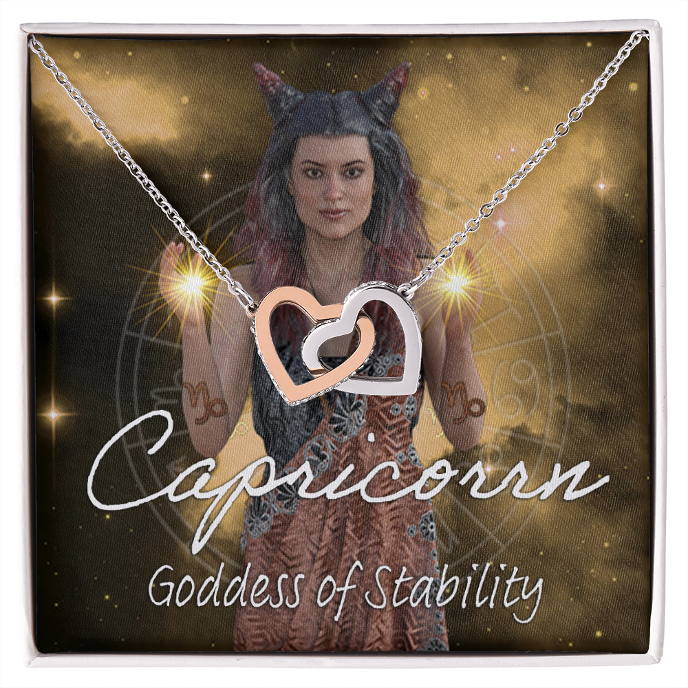 More Than Charms Capricorn Goddess Interlocking Hearts Necklace