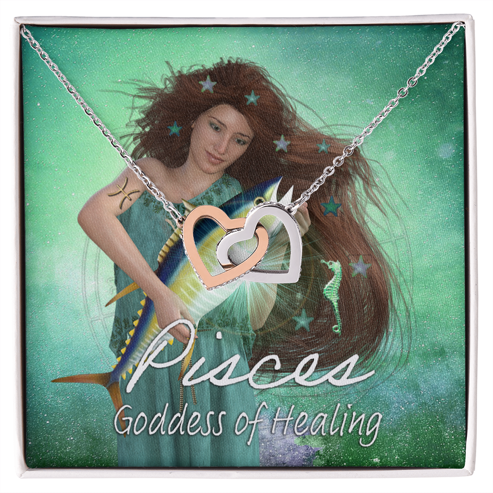 More Than Charms Pisces Goddess Interlocking Hearts Necklace